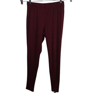 Rhonda Shear Red Burgundy Leggings Women Size L Lace-Up Ankle Skinny Pants